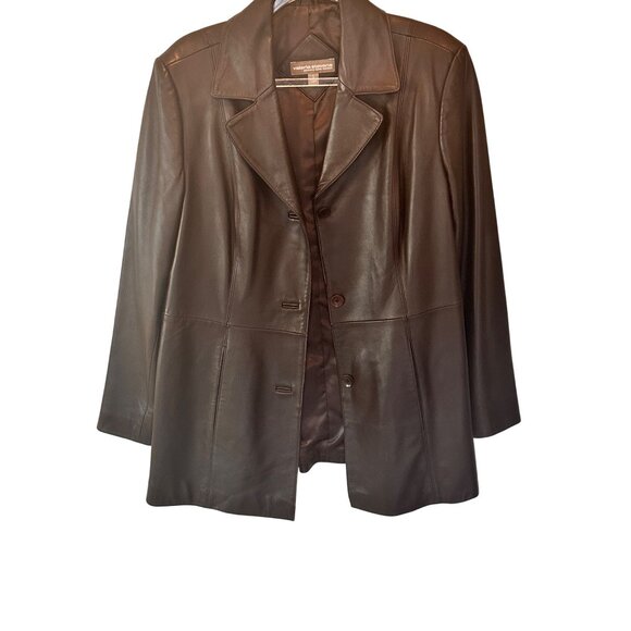 Valerie Stevens Large Vintage Geniune Lamb Leather Brown Womens Jacket - Picture 4 of 14